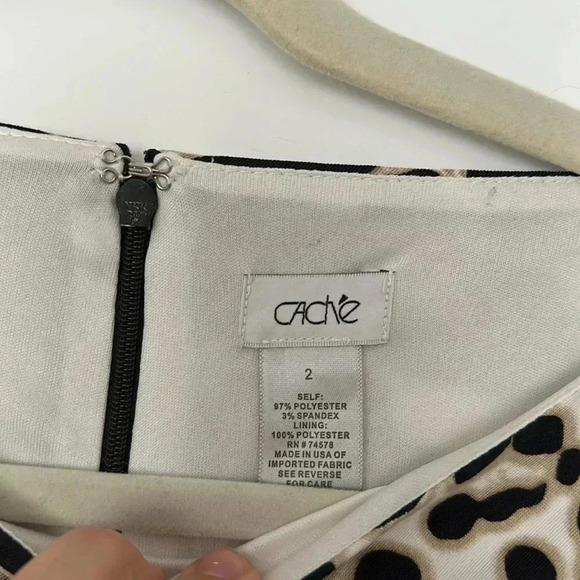 Cache Leopard Animal Print Rushed Sleeveless Sheath Dress Belted Sz 2 - Picture 4 of 9